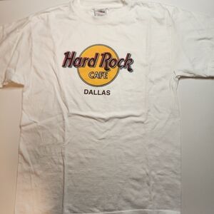 Hard Rock Cafe Dallas White Tee with Yellow Logo